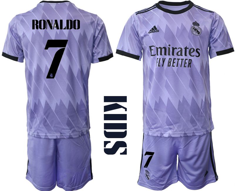 Youth 2022-2023 Club Real Madrid away purple 7 Soccer Jersey